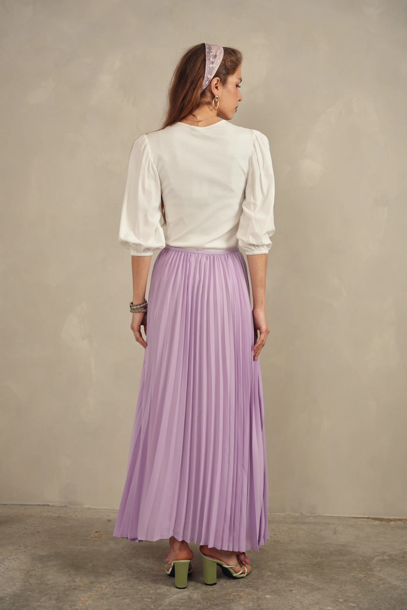 Chiffon Pleated Maxi Skirt - Image 3