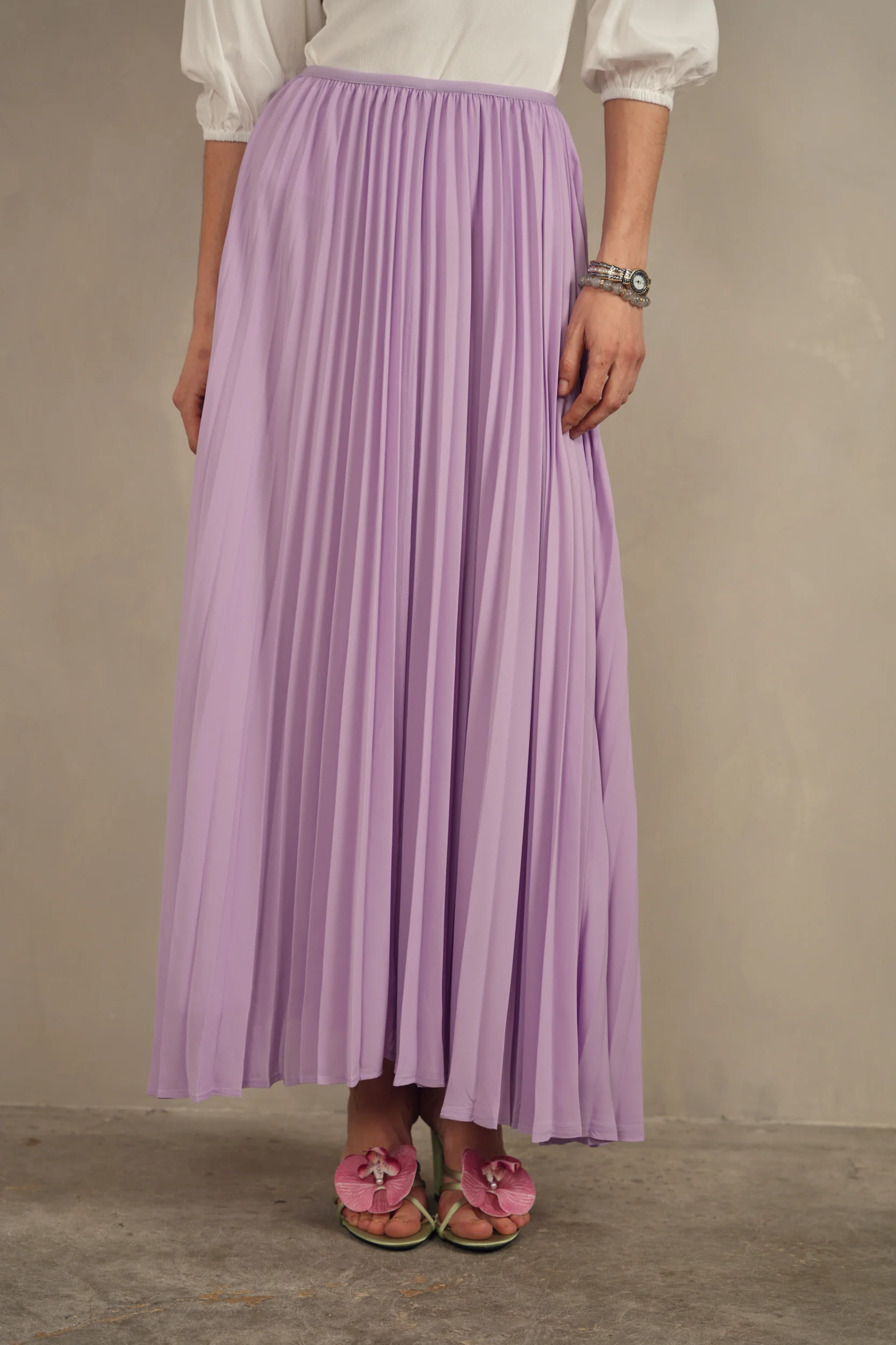 Chiffon Pleated Maxi Skirt - Image 4