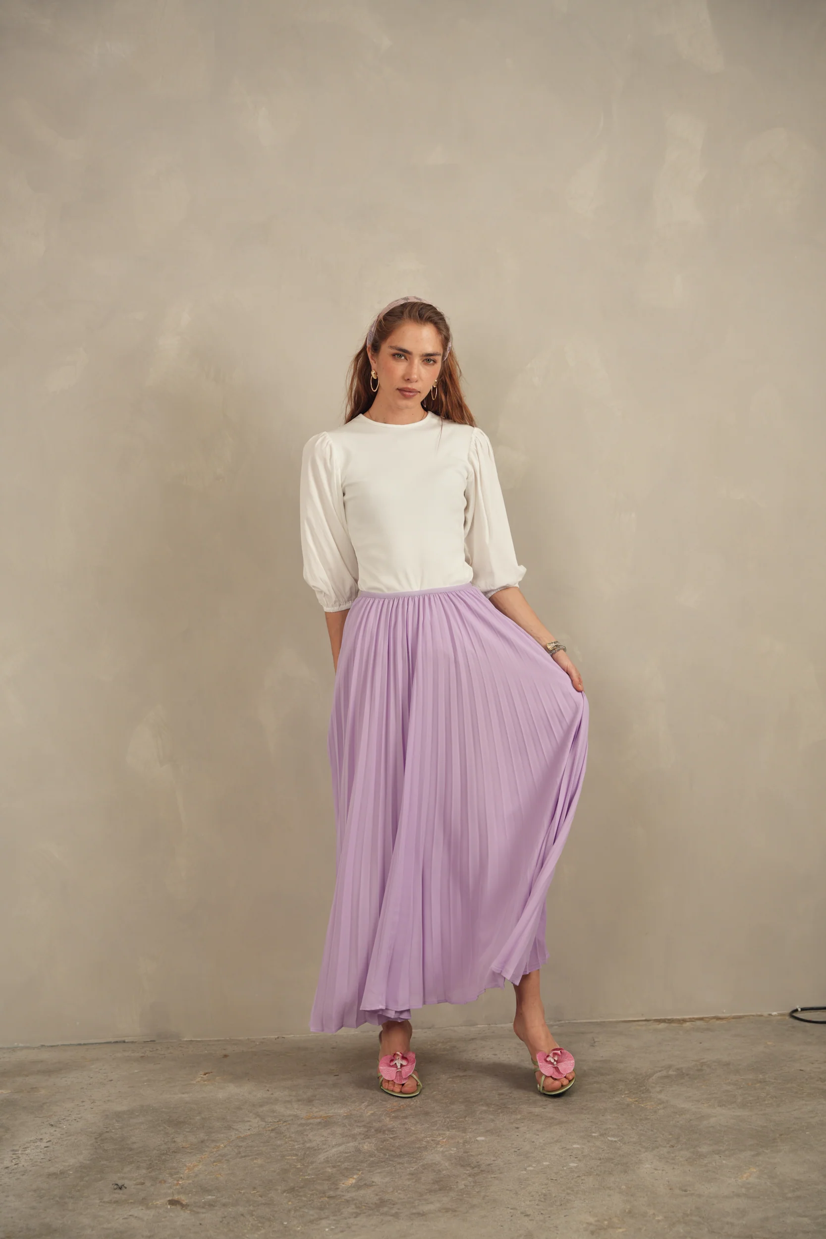Chiffon Pleated Maxi Skirt - Image 6