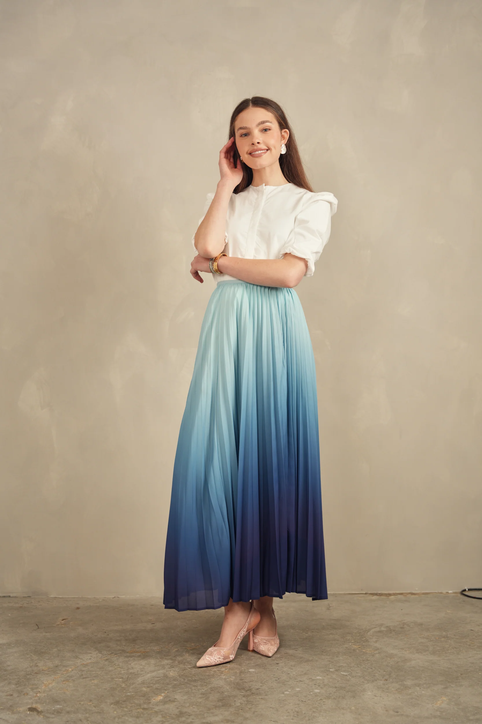 Chiffon Pleated Maxi Skirt - Image 7