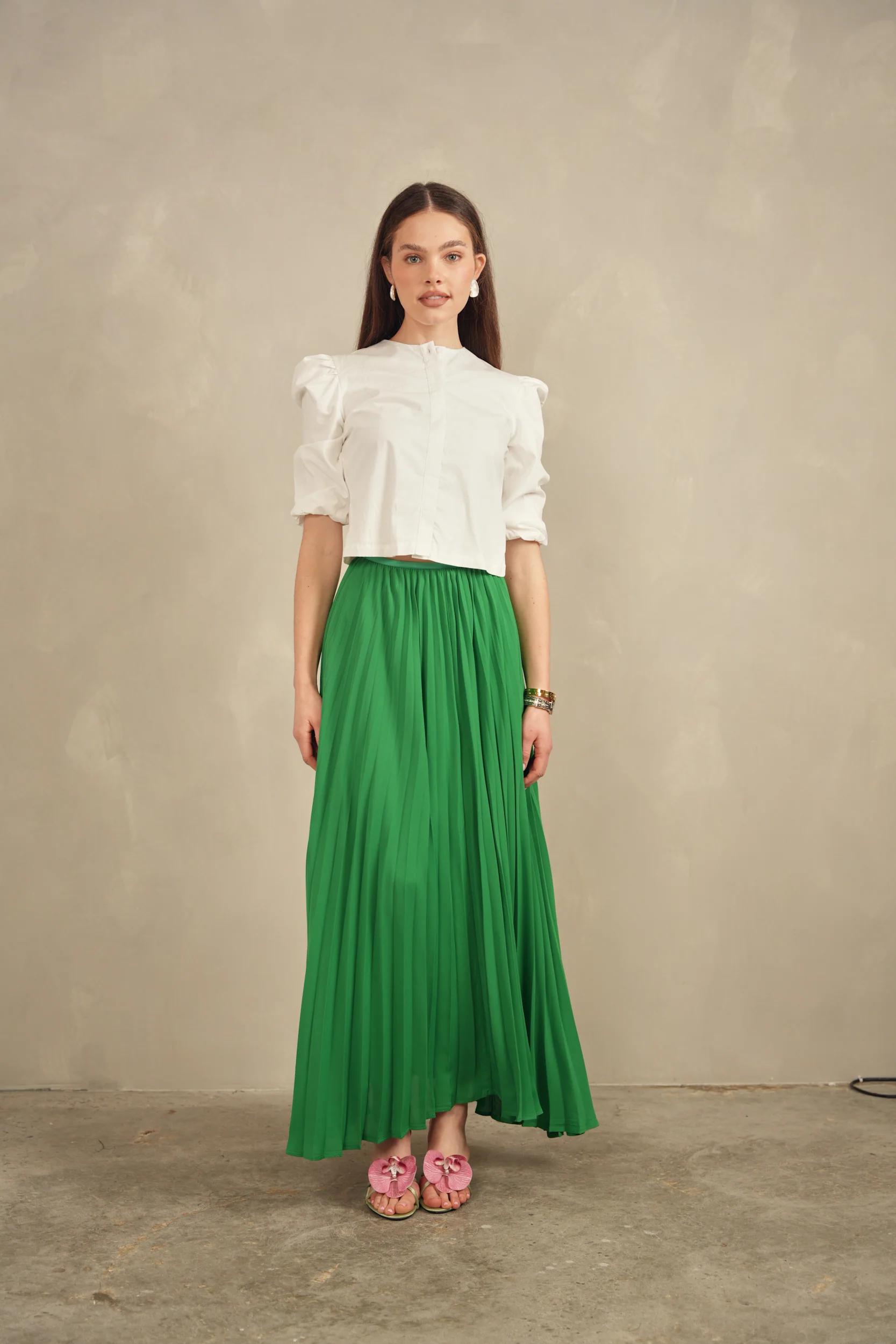 Chiffon Pleated Maxi Skirt - Image 8